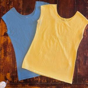 TWO Stretch Cotton Fitted / Layering Tees, S-M